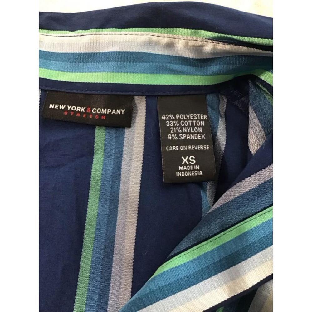 Women's New York & Company Blue Striped Button Down Shirt - Size XS - Picture 4 of 4